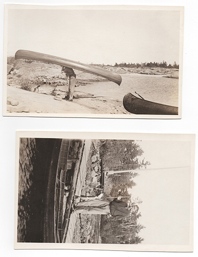 Simcoe Country Archives scan showing mid century (colonial) recreational canoe use